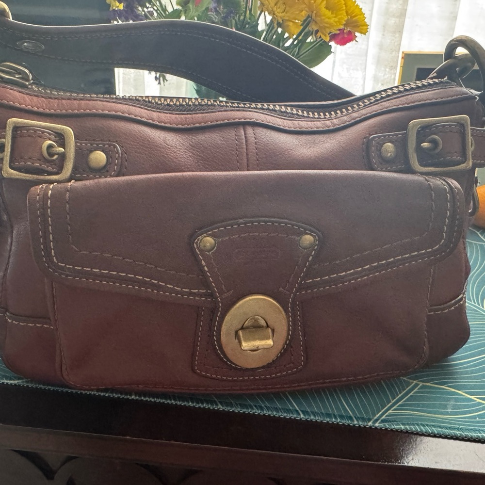 Coach Dark Brown Leather Shoulder Bag